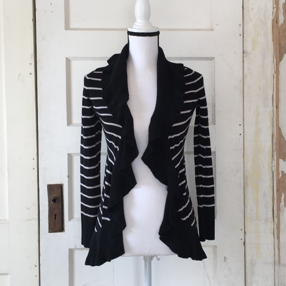 White House Black Market Sweaters - White House Black Market Blk & White Open Sweater
